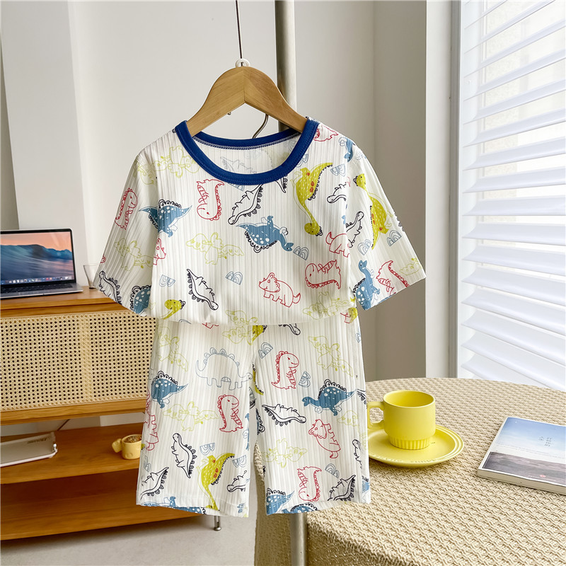 夏季男女童七分袖空調服休閒冰感睡衣套裝 夏季男女童七分袖空調服休閒冰感睡衣套裝